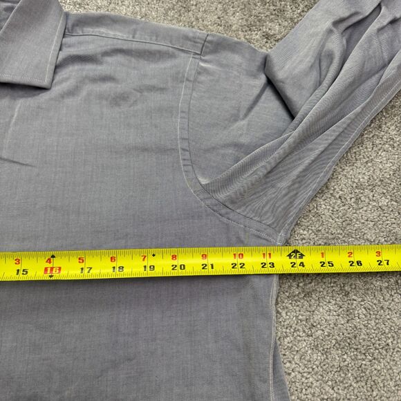 Brooks Brothers Vintage 90s Dress Shirt Mens 16.5 34 Blue Twill Egyptian Cotton - Picture 12 of 14